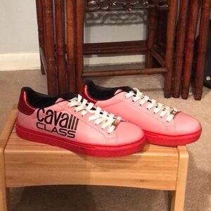Roberto Cavalli pink leather sneaker size 37